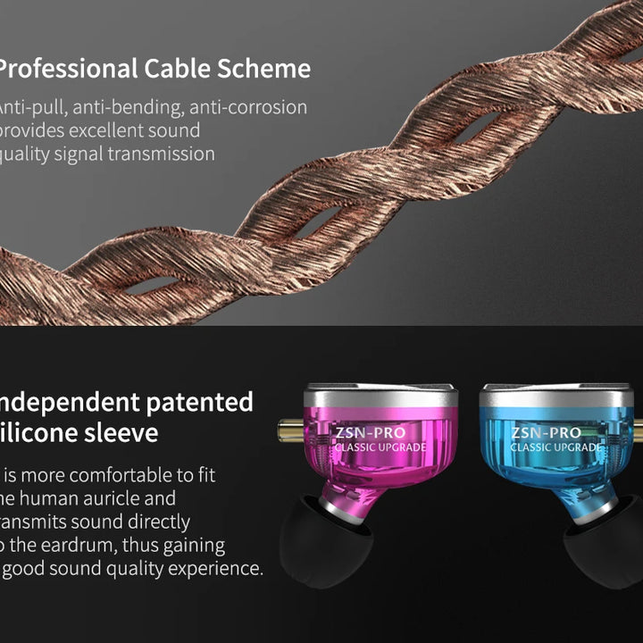 KZ ZSN PRO — Hybrid HiFi In-Ear Earphones (1BA+1DD)