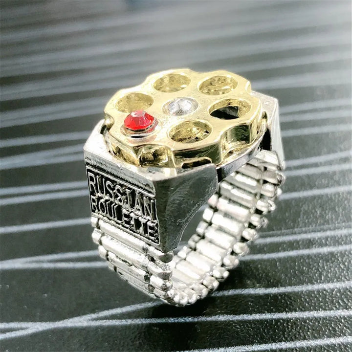 Bullet-Style Statement Ring – Two-Tone Punk Ring