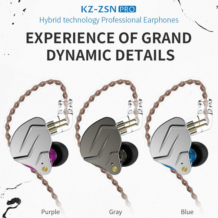 KZ ZSN PRO — Hybrid HiFi In-Ear Earphones (1BA+1DD)
