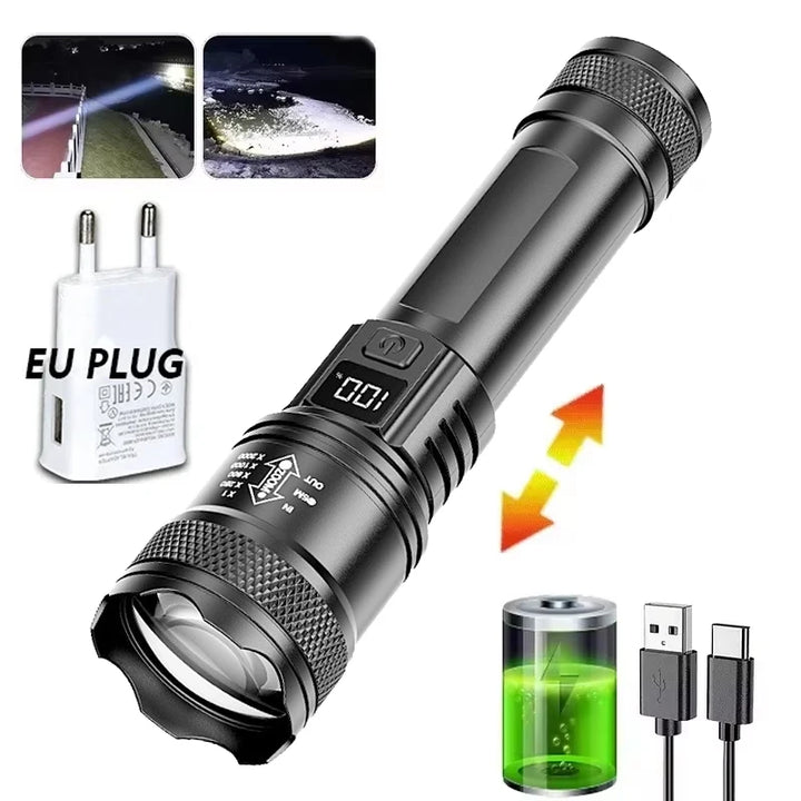 High-Power LED Flashlight – Rechargeable & Ultra Bright for Outdoor Use