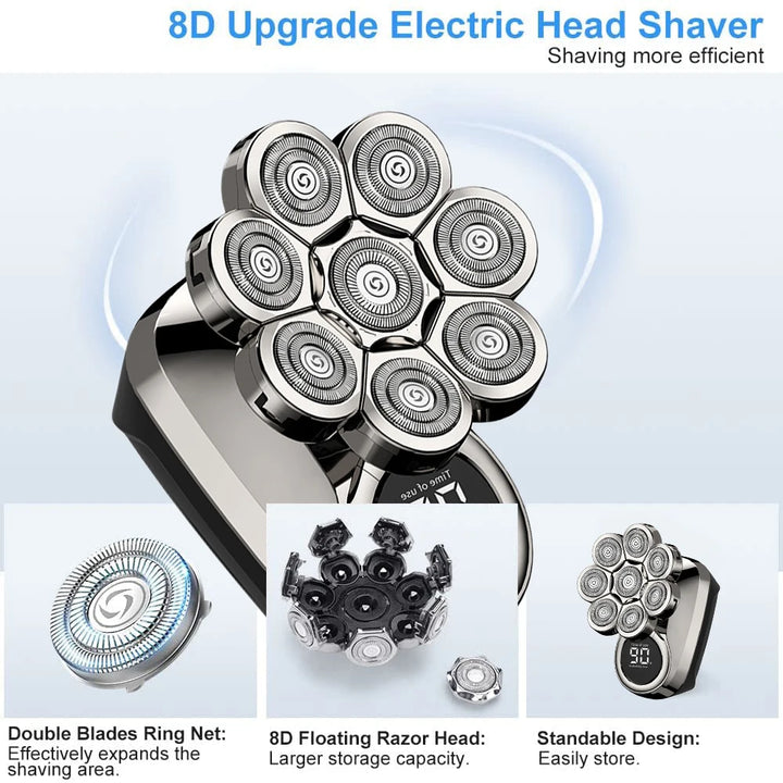 6-in-1 Men's Electric Razor – LED Grooming Kit for Smooth Bald Shaves