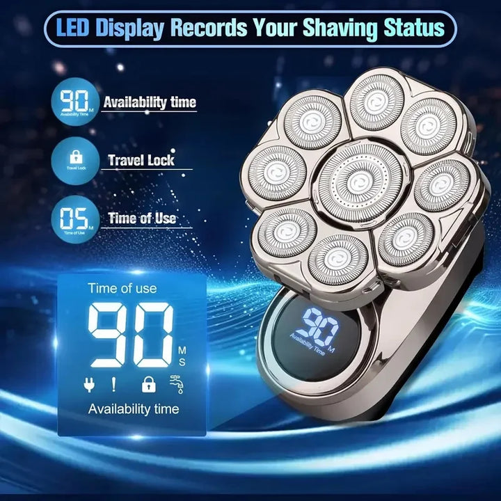 9D Bald Shaver — Waterproof Electric Razor with LED Display