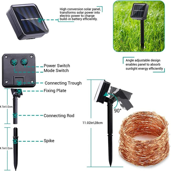 Solar Outdoor String Lights – Waterproof Twinkle LEDs for Garden & Patio