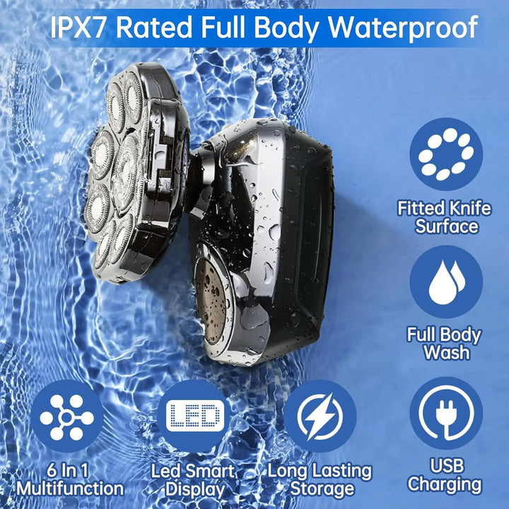 Bald Head Shaver – Smooth, Waterproof 6-in-1 Grooming Kit