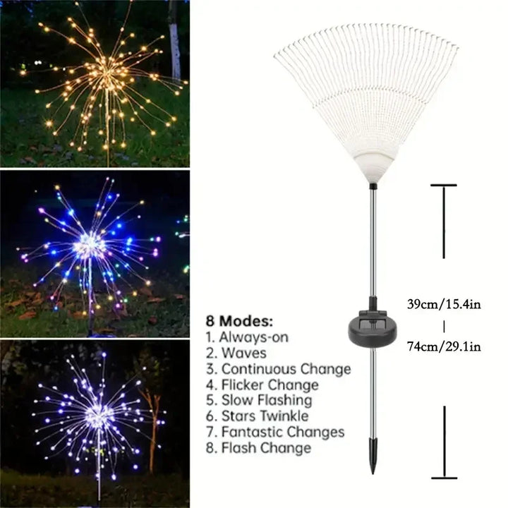 Solar Fireworks Lights — 200 LEDs Outdoor Garden Glow