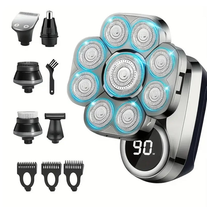 9D Bald Shaver — Waterproof Electric Razor with LED Display