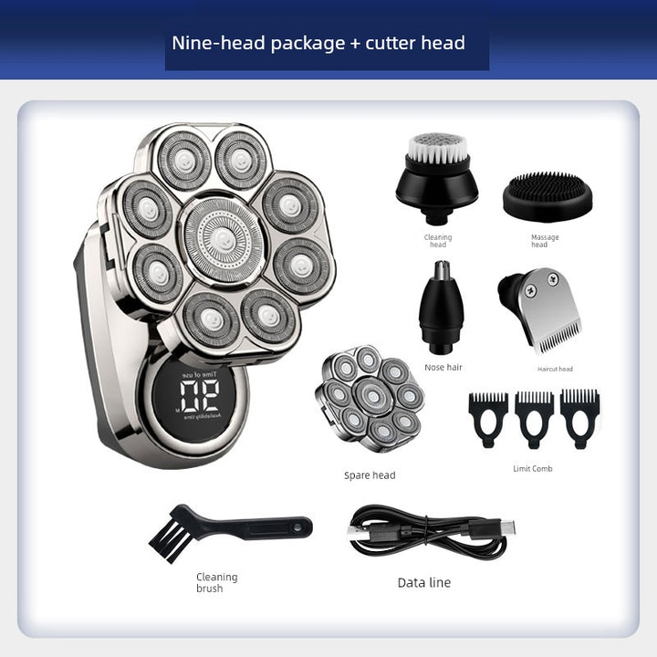 York Nine-Head Bald Shaver – Portable Smooth Head Groomer
