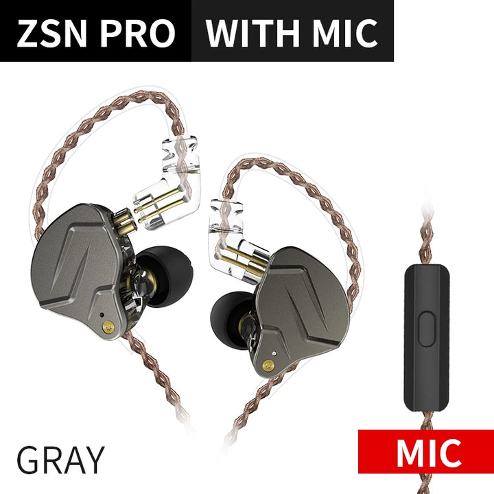 KZ ZSN PRO — Hybrid HiFi In-Ear Earphones (1BA+1DD)