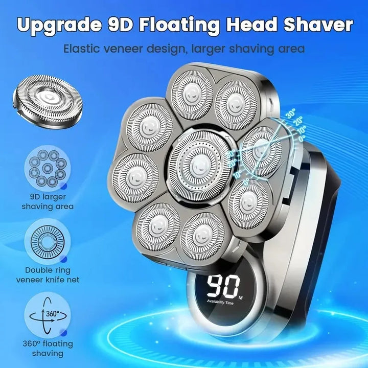 9D Bald Shaver — Waterproof Electric Razor with LED Display