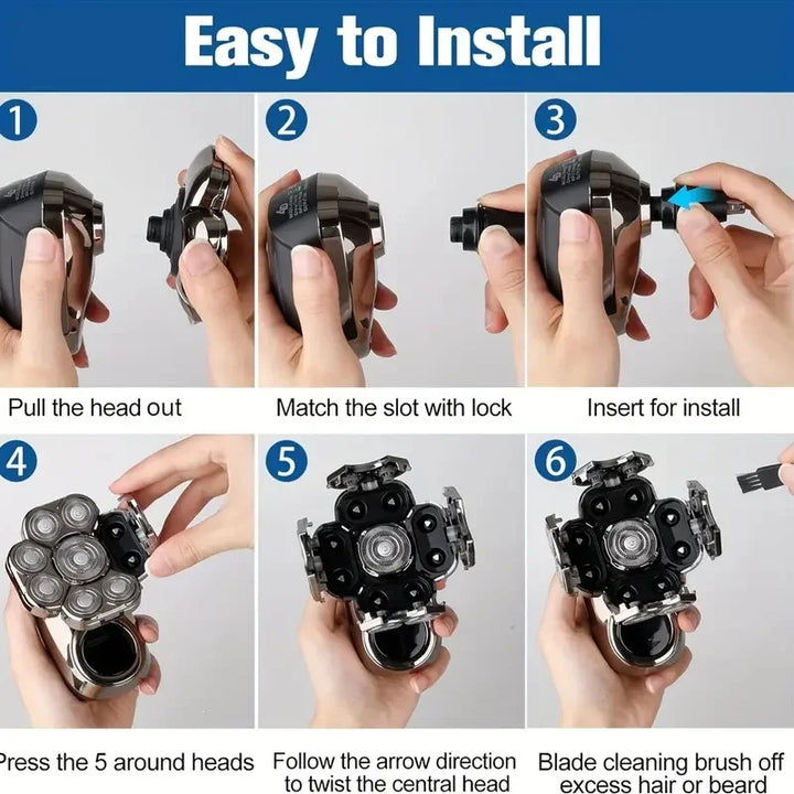 9D Bald Shaver — Waterproof Electric Razor with LED Display