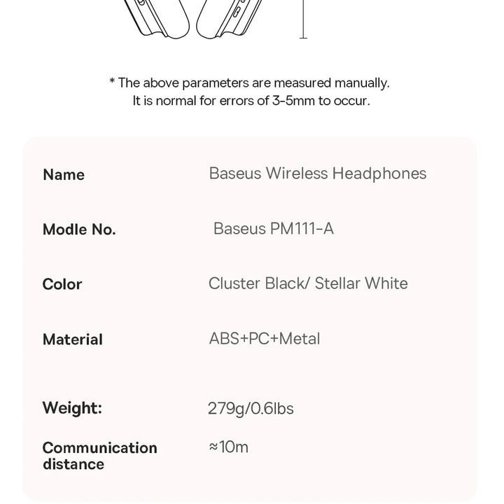 Baseus Bowie H1s Wireless Headphones – Bluetooth 5.4 | 46dB ANC & Hi-Res Audio