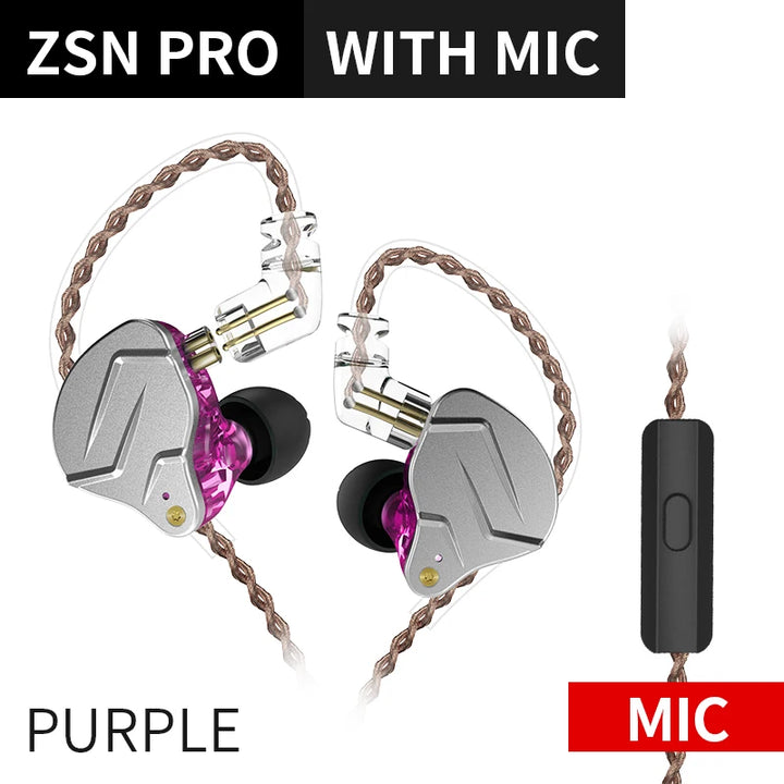 KZ ZSN PRO — Hybrid HiFi In-Ear Earphones (1BA+1DD)