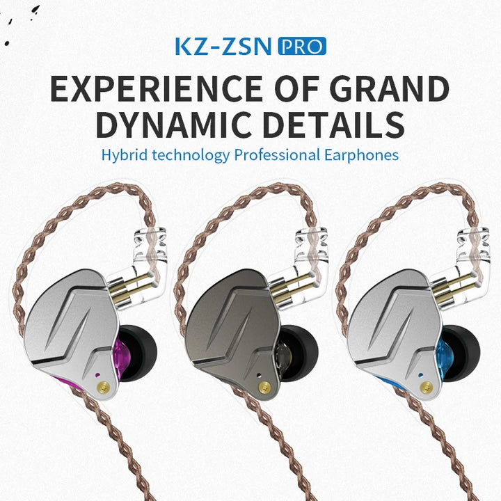 KZ ZSN PRO — Hybrid HiFi In-Ear Earphones (1BA+1DD)
