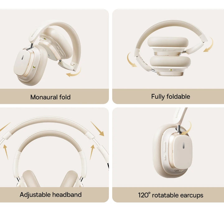 Baseus Bowie H1s Wireless Headphones – Bluetooth 5.4 | 46dB ANC & Hi-Res Audio