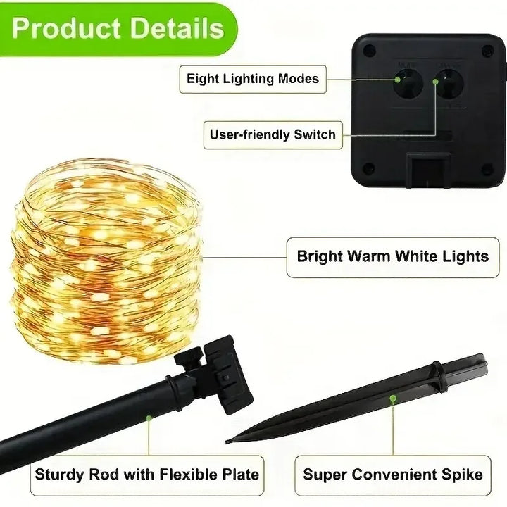 SolarGlow Fairy Lights — Waterproof 8-Mode Garden String Lights