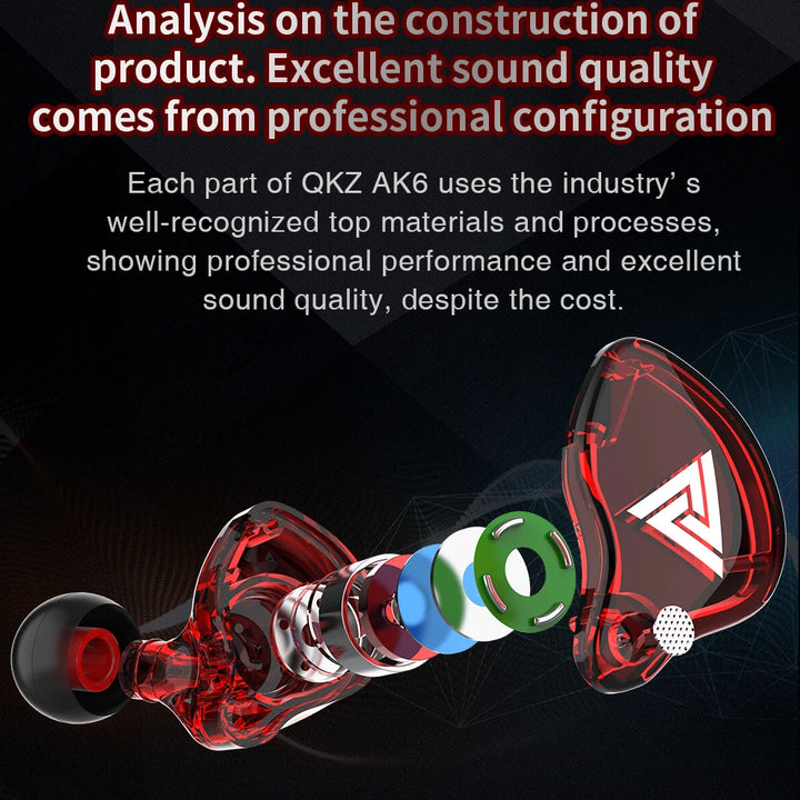 QKZ AK6 — HiFi In-Ear Earphones with Mic & Deep Bass