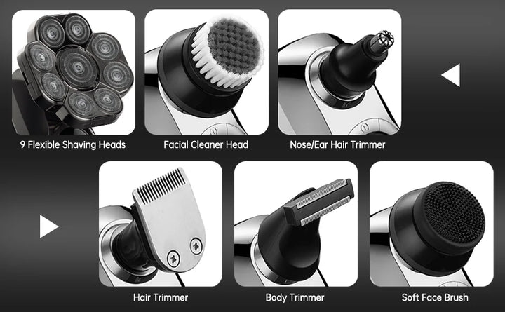 Bald Head Shaver – Smooth, Waterproof 6-in-1 Grooming Kit