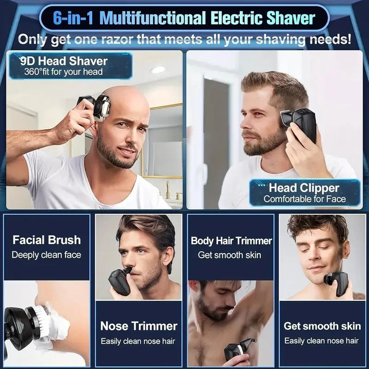 9D Bald Shaver — Waterproof Electric Razor with LED Display