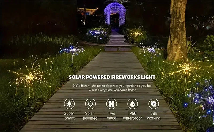 Solar Fireworks Lights — 200 LEDs Outdoor Garden Glow